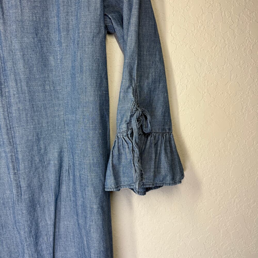 Women's J. Crew Pullover Chambray Shift Three Quarter Sleeve Dress Size‎ 4 - Picture 3 of 8